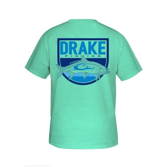 DRAKE TARPON MINT HEATHER Performance Shield Short Sleeve Fishing T-Shirt Sz. XL - Picture 1 of 7